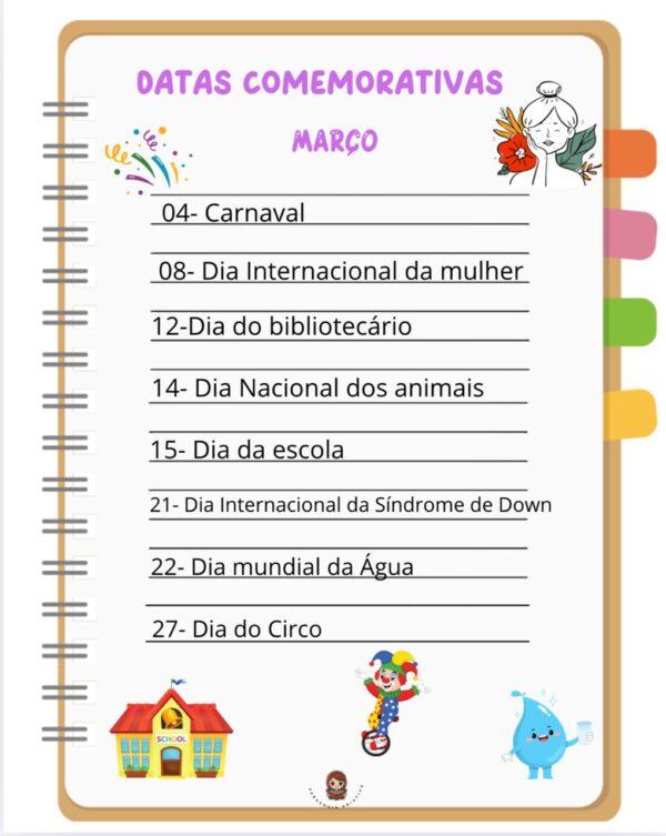 Calendário datas comemorativas 2025