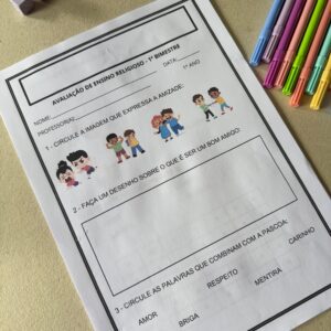 Avaliação Arte e Ensino Religioso 1º Ano (1º Bimestre)
