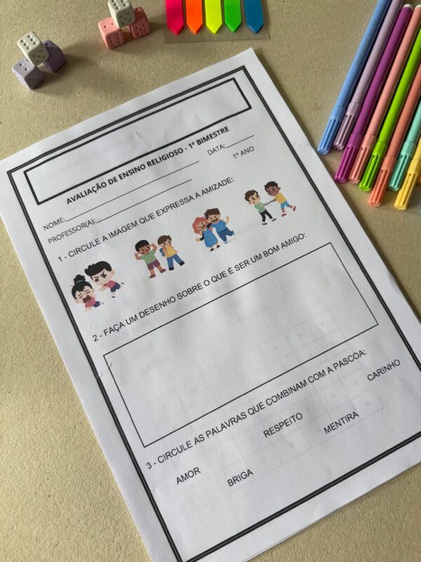 Avaliação Arte e Ensino Religioso 1º Ano (1º Bimestre)
