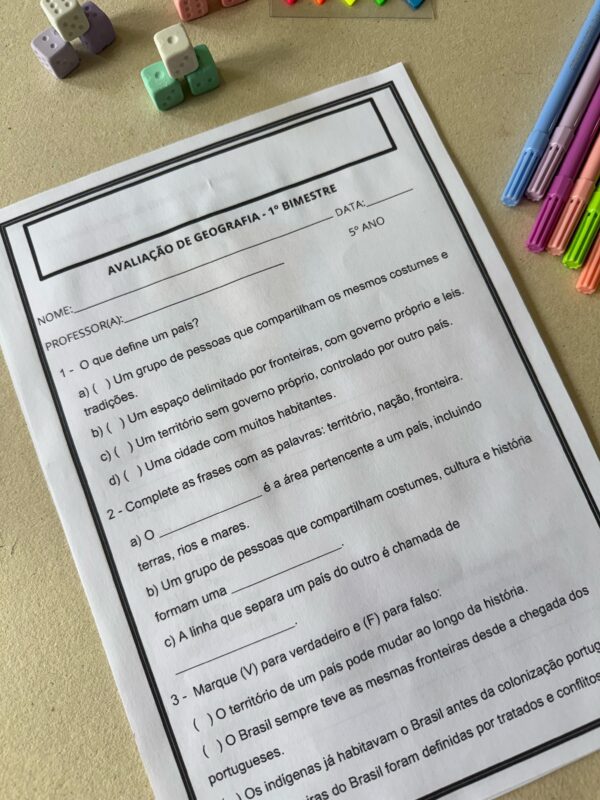 Avaliação 5º Ano (1º Bimestre) - Imagem 3