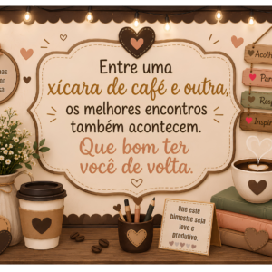 Painel Decorativo – Bem-vindos, Professores! ☕📚❤️