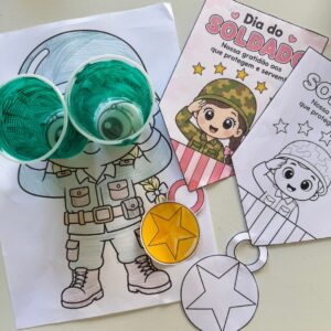 Atividades Dia do Soldado – Binóculo + Medalha para Montar
